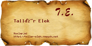 Tallér Elek névjegykártya