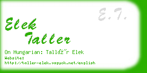 elek taller business card